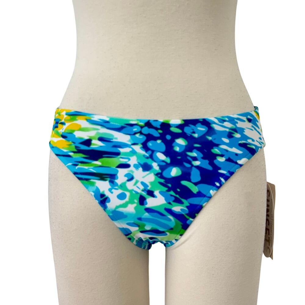 Sunset California Shirred Back Bikini Swim Bottom Tranquility S NWT